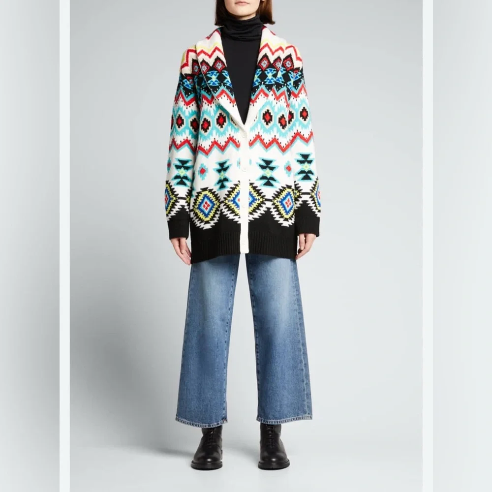 Alice + Olivia Jenn Fair Isle Cardigan Size XS